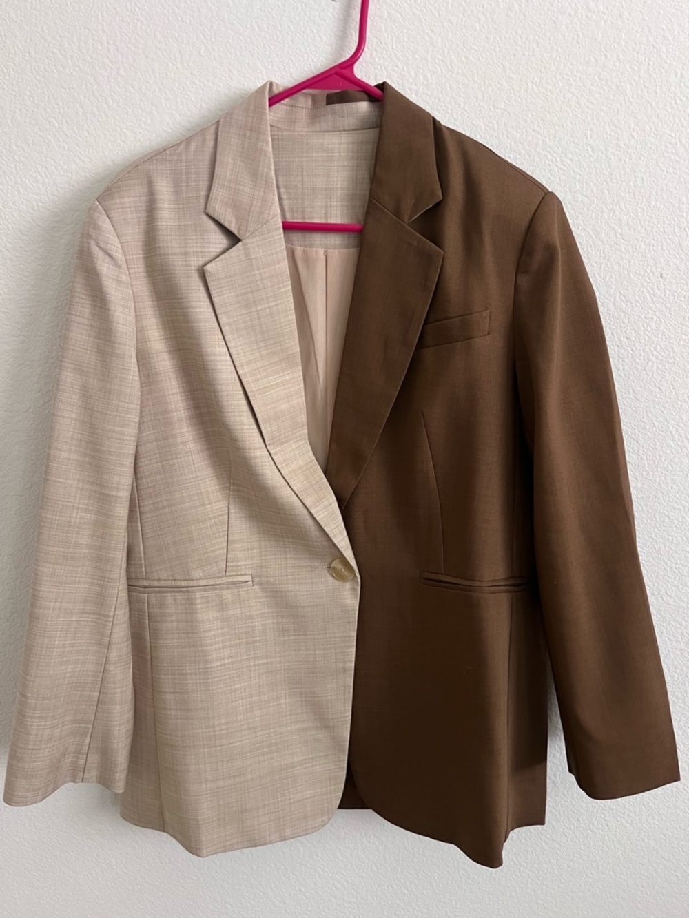 Two-Tone Beige and Brown Blazer